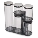 Ultimate 5 Piece Glass Storage Jar Set with Stand – Steel