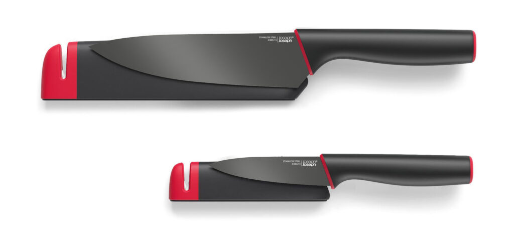 Slice & Sharpen Knives Set Black/Red – Brilliant 2 Piece Set