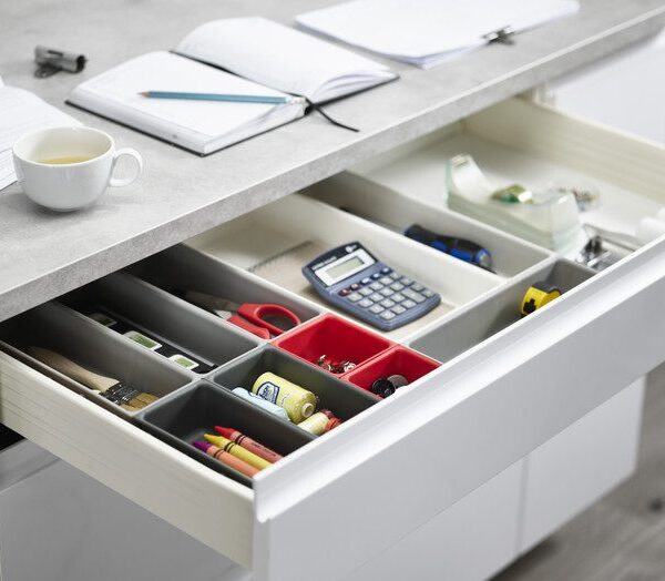 Duo 10-piece Drawer Organiser Set - Grey/Red