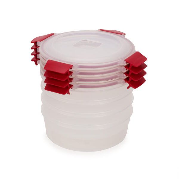 Nest Lock 4 Piece Red 1L Round Food Container Set
